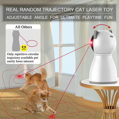 Laser Cat Toys for Indoor Cats,The 4Th Generation Real Random Trajectory Motion Activated Rechargeable Automatic Cat Laser Toy,Interactive Cat Toys for Bored Indoor Adult Cats/Kittens(White)